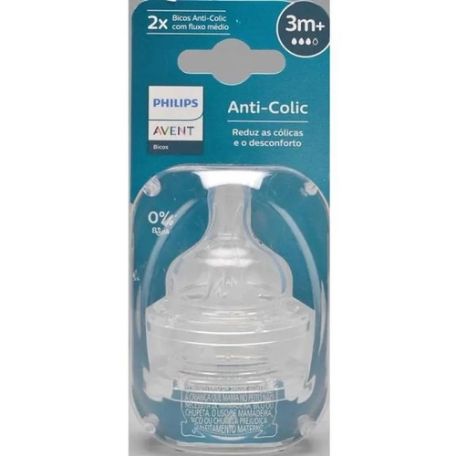 Bico de Mamaderia Philips Avent Anti Colic 3Meses+ Fluxo Médio Com 2 Unidades