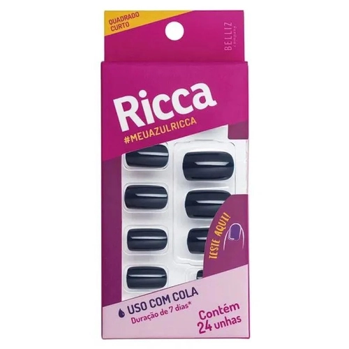 Unhas Postiças Ricca Blue Jeans Ref 1977