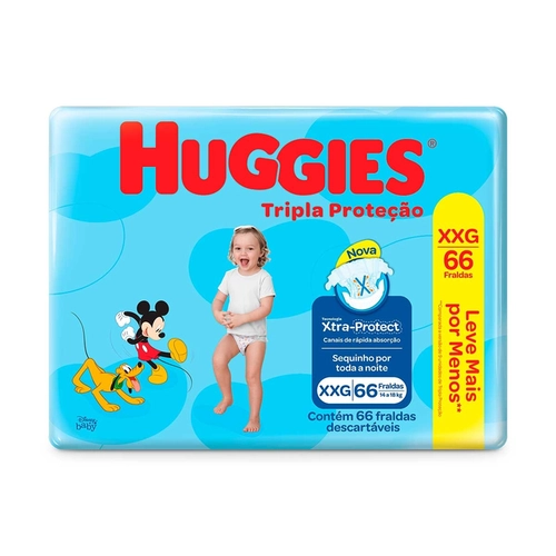 Fralda Huggies Hiper Tripla Proteção Xxg 66 Unidades