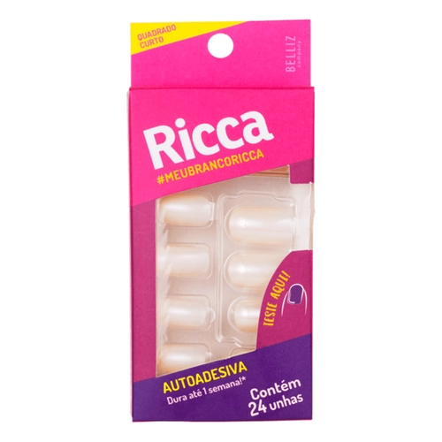 Unhas Postiças Ricca Autoadesivas Branco Sonho Ref 1986