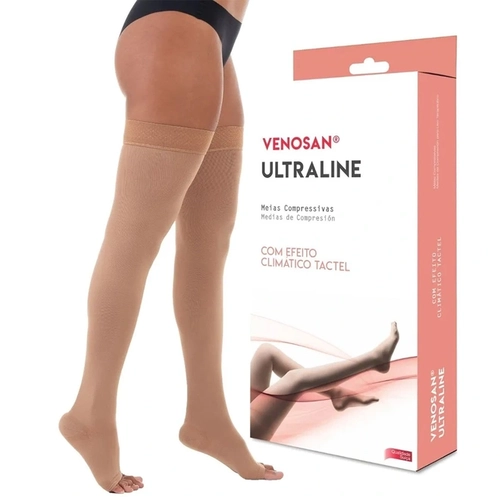 Meia Venosan Ultraline 4000 Meia Coxa 30-40 Xgrande Pe Fechado Taupe