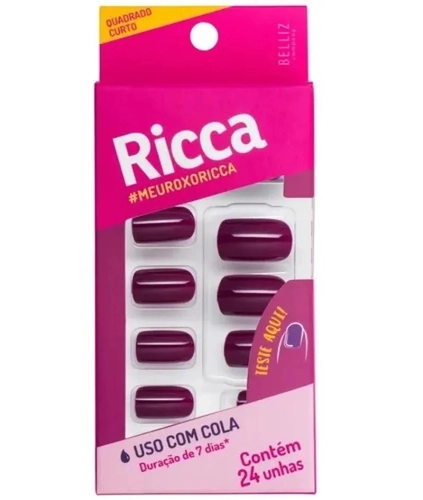 Unhas Postiças Ricca Roxo Ametista Ref 1976