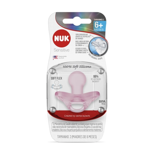 Chupeta Sensitive Nuk 100% Silicone 7329 F2 Girl