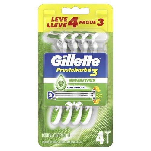 Aparelho de Barbear Gillette Prestobarba3 Sense Care 4 Unidades