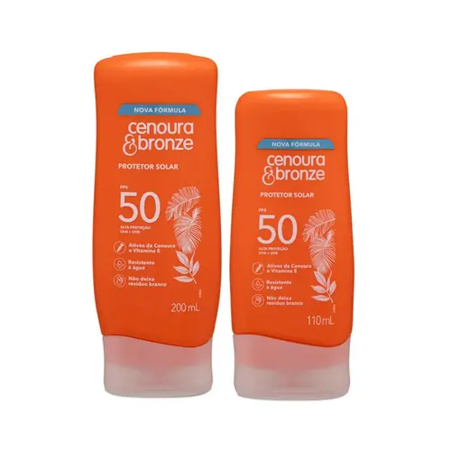Kit Protetor Solar Cenoura & Bronze Fps50 200ml + Protetor Solar Fps50 110ml