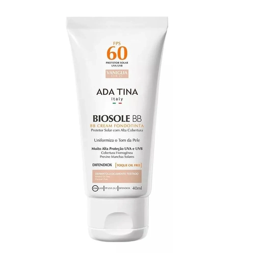 Protetor Solar Facial Ada Tina Biosole Bb Cream Fps60 Cor 25 Vaniglia 40ml