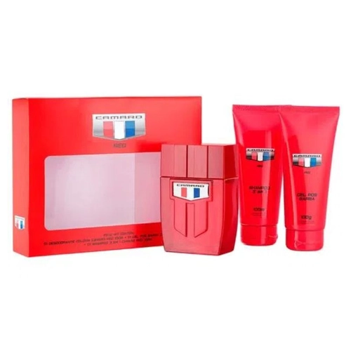 Kit Perfume Masculino Eau de Colônia Camaro Red 100ml + Pós Barba + Shampoo