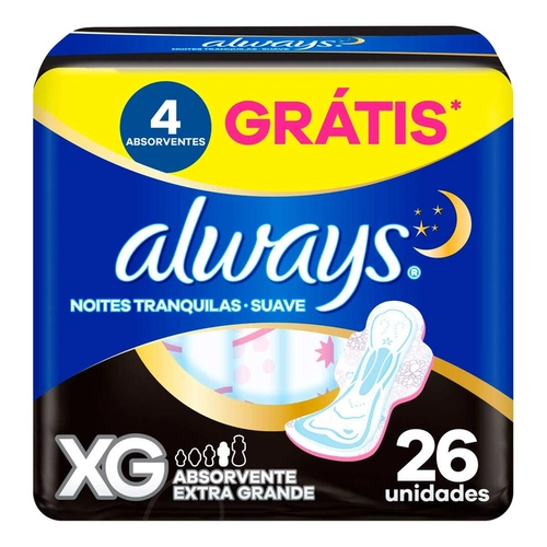Absorvente Always Noturno Suave Com Abas XG 26 Unidades