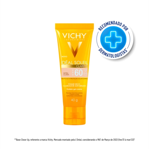 Protetor Solar Ideal Soleil Clarify Vichy Fps60 Cor Extra Clara 40G