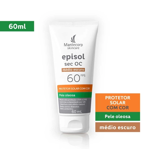 Protetor Solar Episol Sec Oc Fps60 Cor Médio/Escuro 60Ml