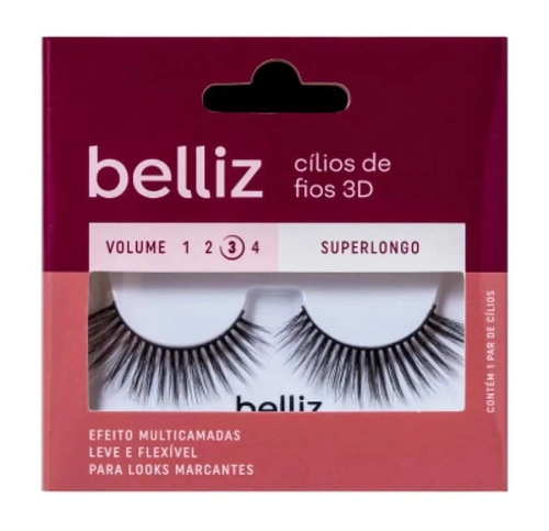 Cílios Postiços Belliz 3D Superlongo Ref 2644