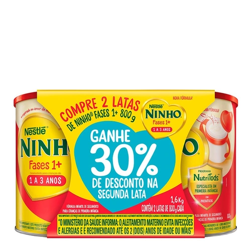 Composto Lacteo Ninho Fases Prebio 1+ 1 A 3 Anos Kit 2Un 800G
