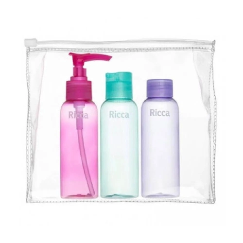 Kit de Viagem Ricca Ref 3289 3 Frascos 100ml com Necessaire