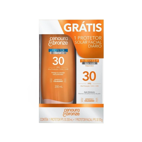 Kit Protetor Solar Cenoura&Bronze Fps30 Corp 200Ml+Face 50G
