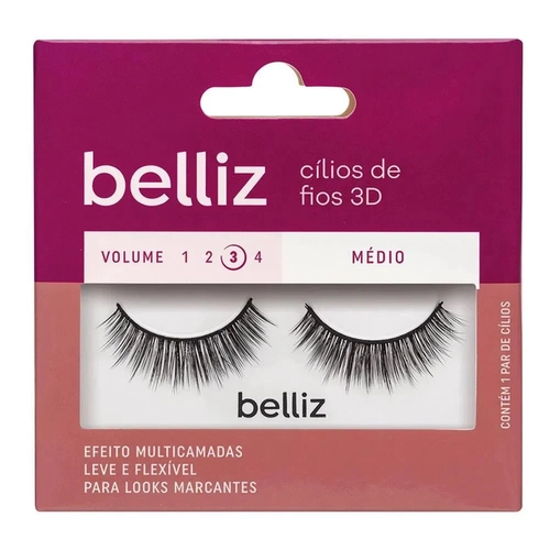 Cílios Postiços Belliz 3D Médios Ref 2651