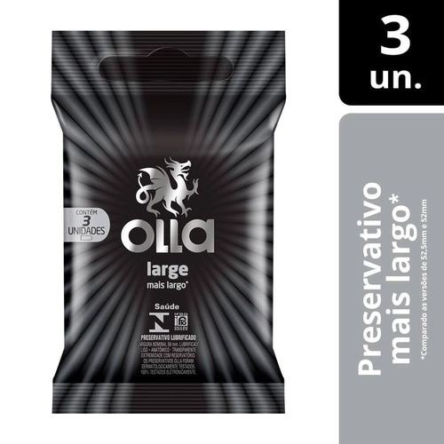 Preservativo Olla Lubrificado Large Mais Largo 3 Unidades