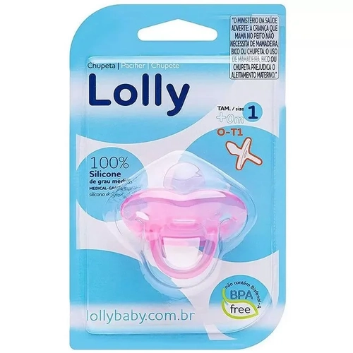 Chupeta Lolly 7283 100% F1 Silicone Rosa
