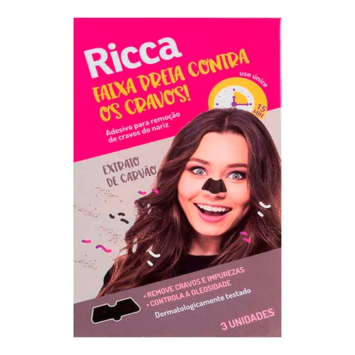 Adesivo Preto para Remoção de Cravos do Nariz Ricca 3 Unidades