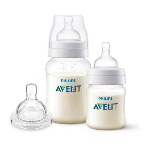 Kit Mamadeira Philips Avent Anti Colic Transparente 125ml E 260ml 2 Unidades+ Bico Extra