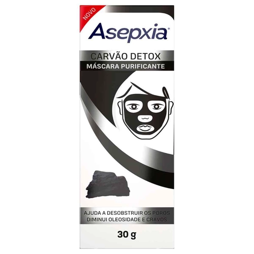 Máscara Carvão Detox Preta Asepxia 30G