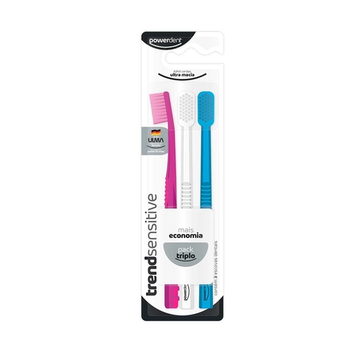 Escova Dental Powerdent Powertrend Sensitive 3Un