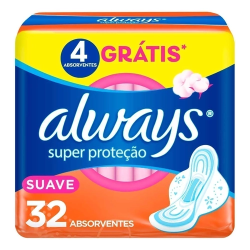 Absorvente Always Básico Suave Com Abas P 32 Unidades