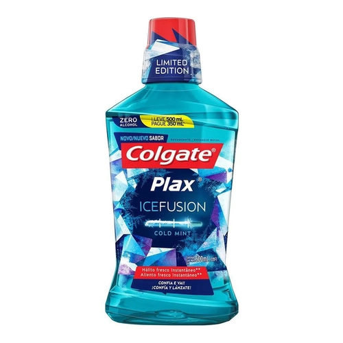 Enxaguante Bucal Colgate Plax Ice Fusion Cold Mint Sem Álcool 500ml