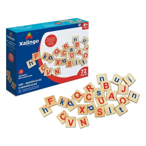 Brinquedo Pedagogico Madeira Abc 72Pcs
