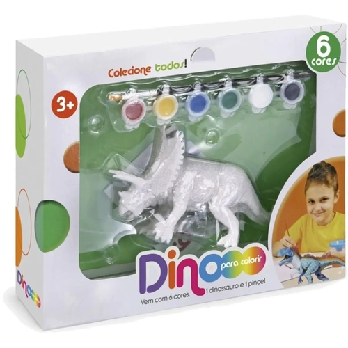 Brinquedo Dinossauro Para Colorir C/Tinta Lava