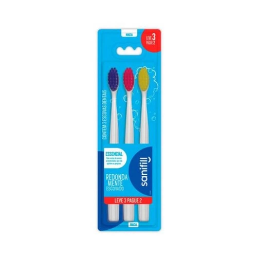 Kit Escova Dental Sanifill Essencial 3 Unidades