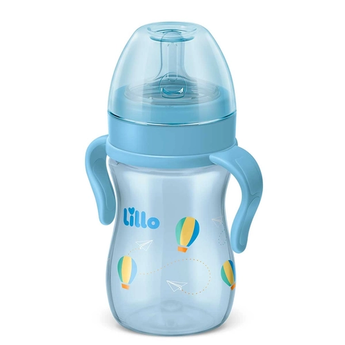 Mamadeira Lillo Super Evolution Primeiros Passos Com Alça Bico Redondo 0 a 6 meses Azul 240ml