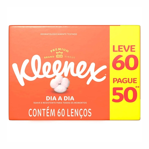 Lenço de Papel Kleenex Caixa Leve 60 Pague 50 Unidades