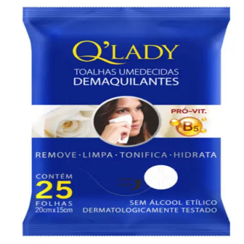 Toalha Umedecida Demaquilante Q Lady 25 Unidades