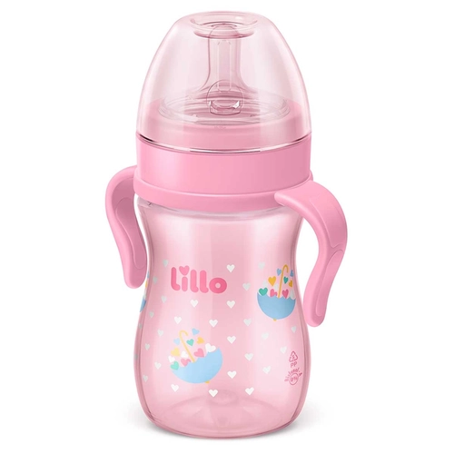 Mamadeira Lillo Super Evolution Primeiros Passos Com Alça Bico Redondo 0 a 6 meses Rosa 240ml