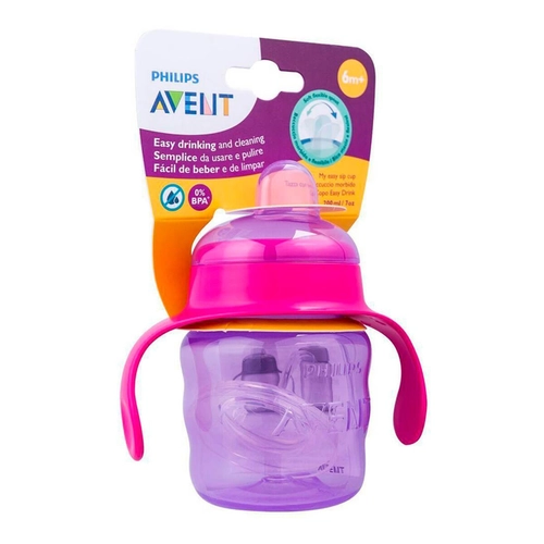 Copo Philips Avent Easy Rosa Com Alça 6 Meses+ 200Ml