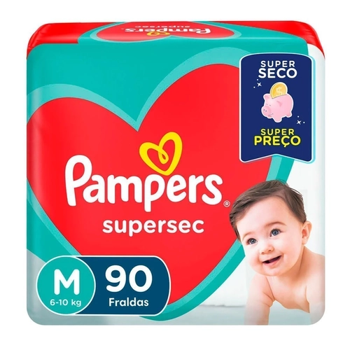 Fralda Pampers Supersequinha Jumbo M 90Un