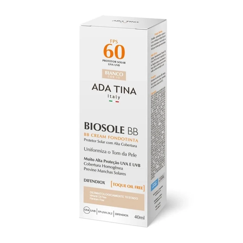 Protetor Solar Facial Ada Tina Biosole Bb Cream Fps60 Cor 15 Bianco 40ml