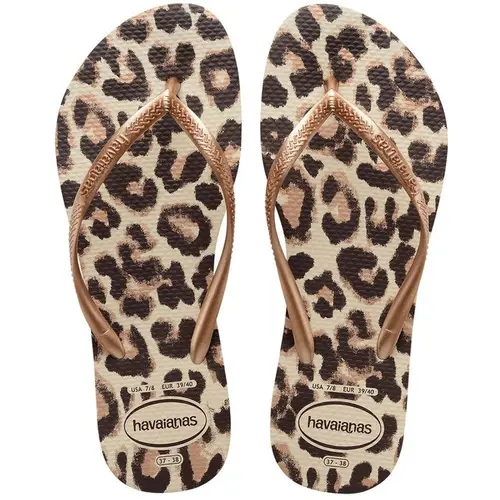 Chinelo Havaianas Slim Animals Bege Palha 33/34