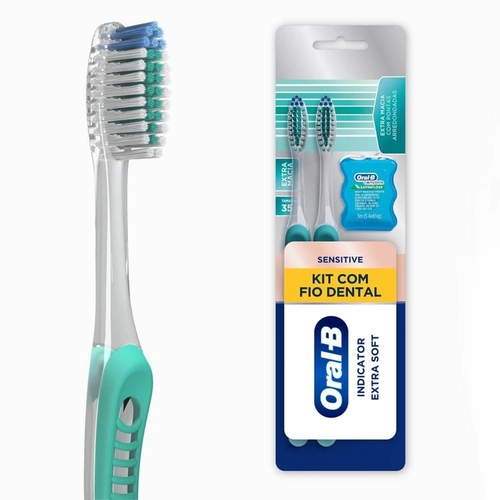 Kit Escova Dental Oral-B Indicator Extra Soft 2Unidades + Fio Dental