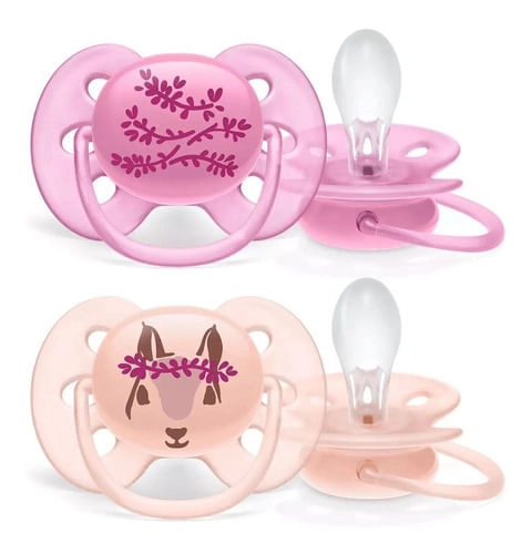 Kit Chupeta Philips Avent Ultra Soft 6 A 18 Meses Flor/Esquilo 2 Unidades