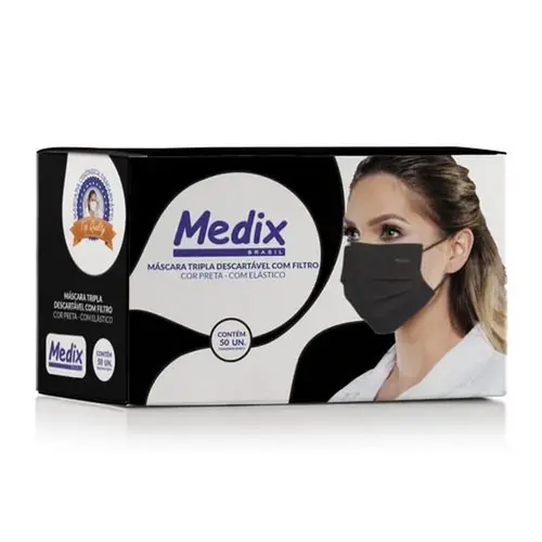 Mascara Cirurgica Preta 50Und Medix