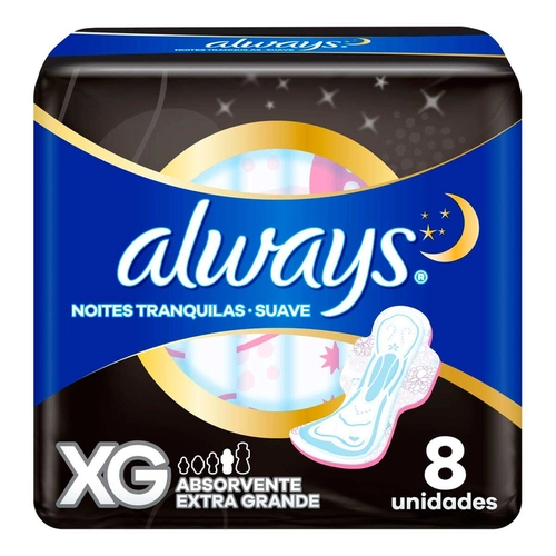 Absorvente Always Noturno Suave Com Abas XG 8 Unidades
