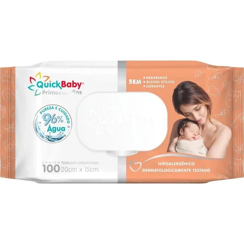 Toalha Umedecida Quick Baby Primeiros Dias 100Un