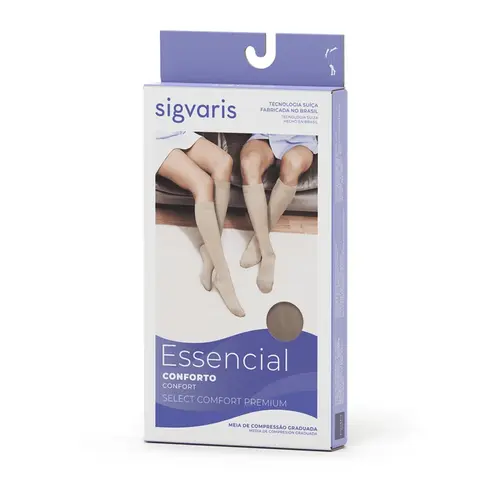 Meia Sigvaris Select Comfort Premium Panturrilha G1 20/30 Pé Aberto Natural