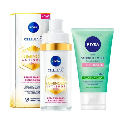 Kit Sérum Facial Nivea Luminous Cellular 630 + Sabonete Gel Facial