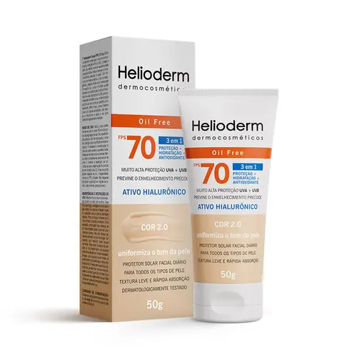 Protetor Solar Facial Helioderm Fps70 Cor Clara 50G