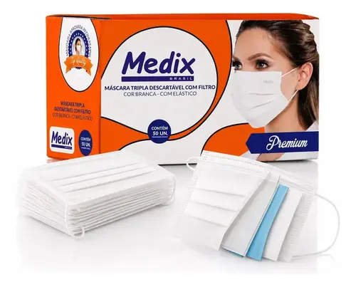 Mascara Cirurgica Adulto Saquinho Medix 50Un