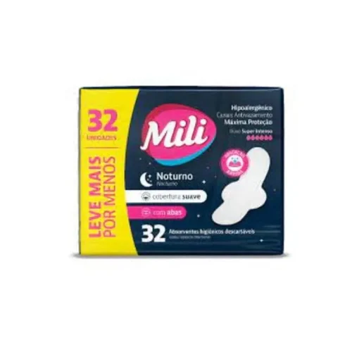 Absorvente Mili Noturno Suave Com Abas 32 Unidades