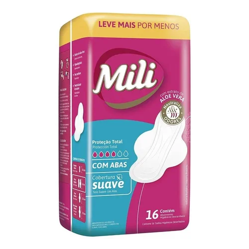 Absorvente Mili Proteção Total Suave Com Abas 16 Unidades