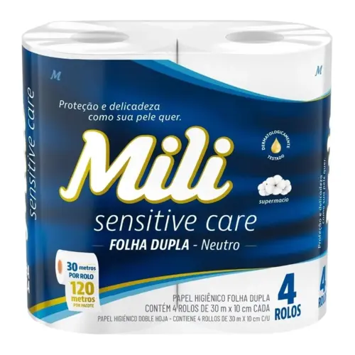 Papel Higiênico Mili Neutro 30 Metros 4 Unidades